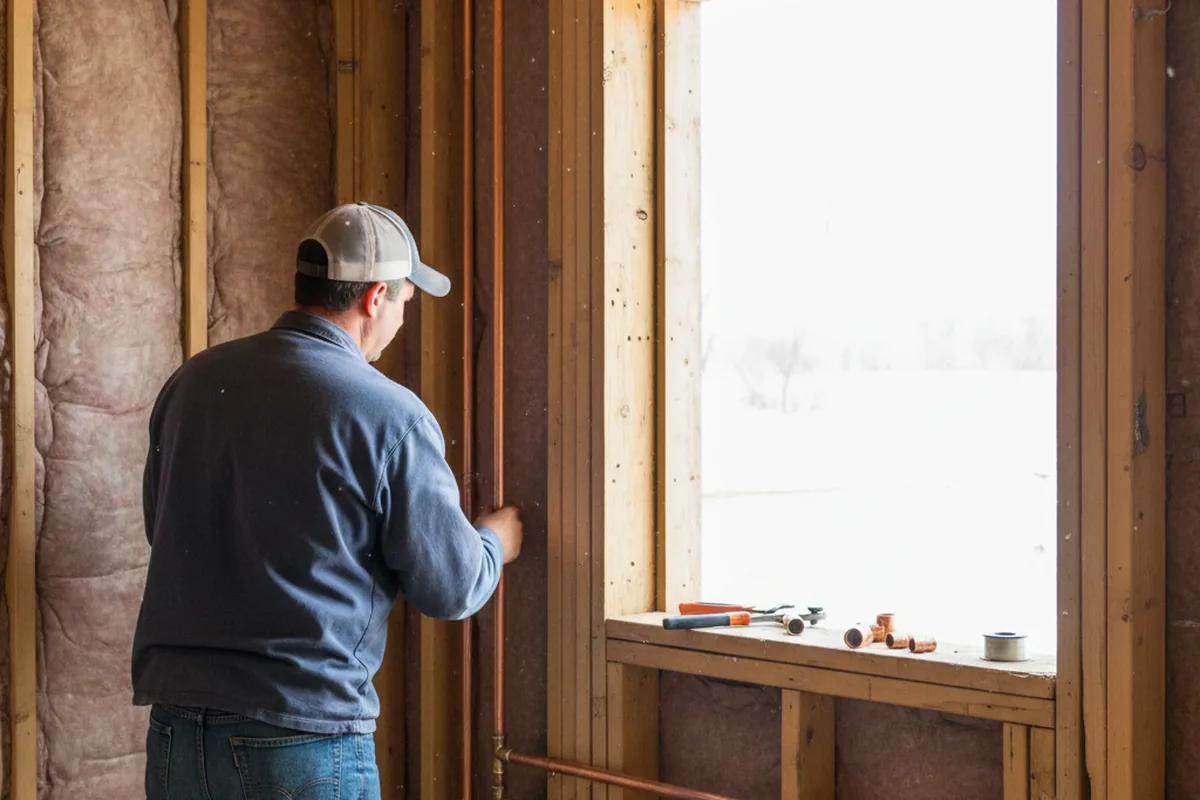 Licensed plumber running new copper supply lines in a Greensburg home