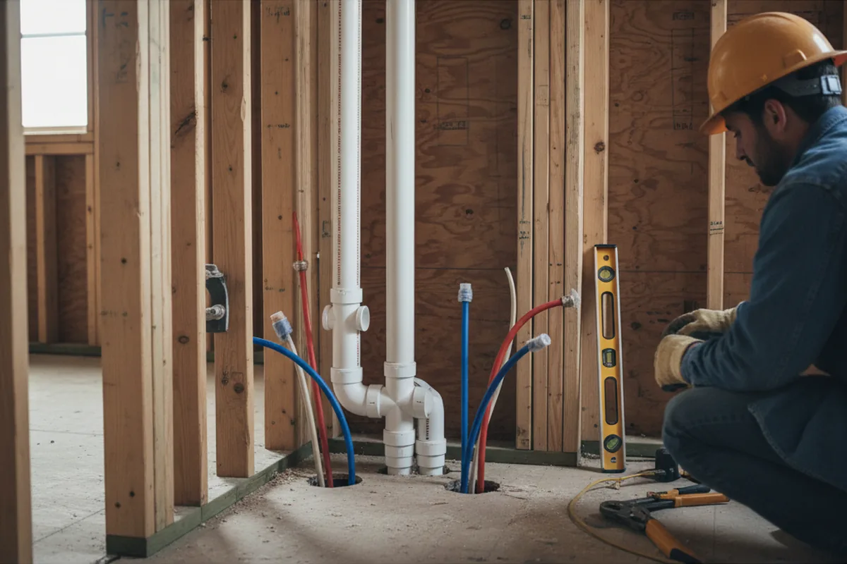 Drain and supply rough-in during Drain Cleaning in Greensburg